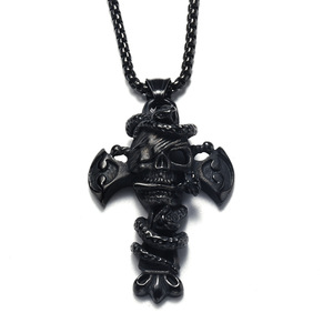 Hop retro do Old bite Rose serpiente envuelta Cruz collar <span class=keywords><strong>de</strong></span> acero <span class=keywords><strong>de</strong></span> titanio hombre punk Hipster colgante al por mayor - Product Image 4