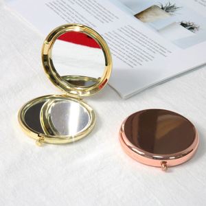 Portable <b>Double</b>-<b>Sided</b> Foldable Makeup <b>Mirror</b> Small Pocket Metal Frame Cosmetics Advertising Gift with Printed Laser Logo - Product Image 1
