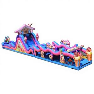 Nuevo Diseño de Pista de Obstáculos Inflable Candyland de 85 pies de Largo para Alquiler con Material de PVC de 0.55mm, Garantía de 3 Años y Logotipo Personalizado - Product Image 1