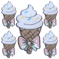 En gros, patchs en peluche et sequins brodés écologiques, motifs crème glacée et nœud papillon, thermocollants, taille personnalisée, pour accessoires et vêtements DIY pour enfants