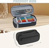Étui à crayons portable simple en tissu Oxford de haute qualité et durable avec tissu haute densité, fermeture éclair en métal lisse et poignée
