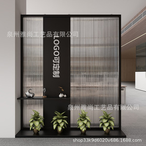 Mampara de vidrio esmerilado de estilo chino moderno para entrada de oficina con logotipo personalizado para divisor de espacios en el hogar o la oficina - Product Image 4