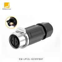 E-Weichat LP12 2/3핀 나사식 원형 IP67 방수 항공 플러그 커넥터 PBT 하우징 구리 합금 접점 (5-7mm 전선용)