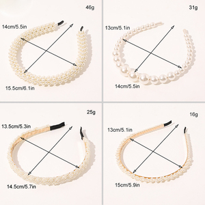 Serre-tête en perles blanches tendance pour filles, accessoire de <span class=keywords><strong>cheveux</strong></span> de luxe avec perles courbées et croisées, pour femmes - Product Image 6