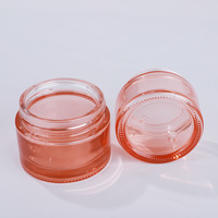 Tarro de crema facial para el cuidado de la piel, cosmético redondo de lujo, 5/10/15/20/30/50/60/100g, frasco de vidrio Rosa esmerilado personalizado