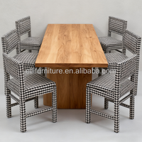 Chaise d'appoint moderne et élégante en tissu vichy à carreaux noir et blanc Chaises de salle à manger en bois pour table à manger