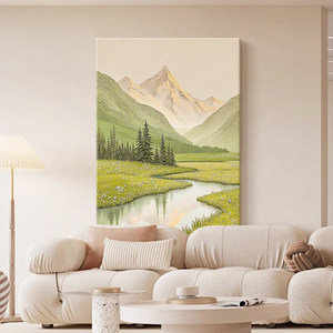 Hand Painted Oil Painting Landscape Mountain River Scene Modern Minimalist Living Room <b>Wall</b> Art No <b>Frame</b> 100% Handmade - Product Image 3
