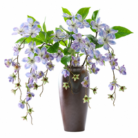Fleurs artificielles en latex de jasmin et de Malus Spectabilis violettes, modernes, faites à la main, de haute qualité, pour décoration de table de mariage et d'intérieur