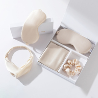 En Gros Accessoires de Mariée Masque de Sommeil Chouchou et Taie d'Oreiller en Soie Parure de Mariage 3 Pièces Diadème 100% Satin de Soie