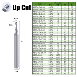3.175mm Single <b>Flute</b> Spiral Up Cut End Mill Tungsten Steel CNC Milling Cutter for Acrylic MDF <b>Plastic</b> - Product Image 3