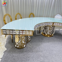 Juego de Sillas y Mesa de Comedor de Vidrio y Acero Inoxidable para Bodas, de Lujo y Modernas, para Uso en Exteriores, Duraderas y Fáciles de Limpiar