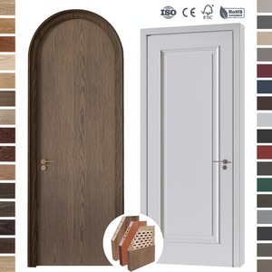 Puertas Francesas Curvas de Nogal Negro Estándar Americano, de 2 Paneles con Arco Superior, Precolgadas, Puertas Interiores de Núcleo Sólido con Arco Redondo - Product Image 4