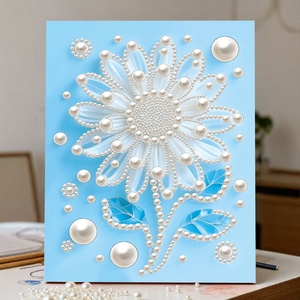 XIXI Décoration Murale Moderne Imprimée en Perles et Diamants avec Cadre, Kit DIY pour Débutants, Art Mural Scintillant à Thème Floral - Product Image 2