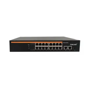 TiNCAM 200/300W 10/100Mbps 16Port Ethernet POE พร้อม 1 * พอร์ตไฟเบอร์ SFP และ 2 * GE อัปลิงค์รองรับ LAN แบบมีสายสําหรับกล้อง IP NVR