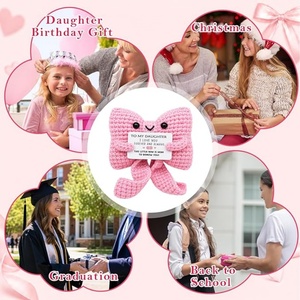 Cadeaux de maman et de papa pour fille, cadeau d'anniversaire pour filles, joli cadeau en crochet rose fait main « <span class=keywords><strong>Je</strong></span> t'aime » pour filles - Product Image 6