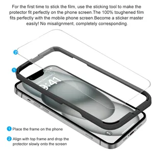 Einfache Anpassung 6d Unzerbrechliche automatische Ausrichtung Installieren Hd 9h staubfrei 21 D Handy gehärtetes Glas Bildschirmschutzfolie für Iphone