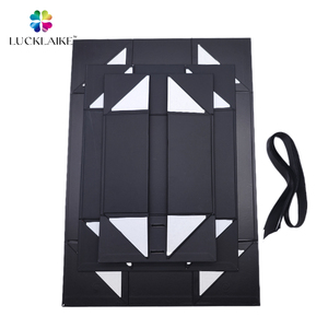 Sang Trọng Màu Đen Mực Đậu Nành In Ấn Quần Áo Bao Bì Giao Hàng Boite Cadeau Hộp Giấy Đóng Cửa Từ Hộp Quà Tặng Với Ribbon - Product Image 3