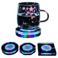 Sous-verres promotionnels personnalisés en acrylique LED pour cocktails, carrés et octogonaux, pour verres et tasses à café