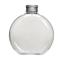 Bouteille de boisson jetable en PET plate et ronde de 300 ml avec bouchon à vis en aluminium, étanche, de qualité alimentaire, pour jus, café, lait, thé, soda