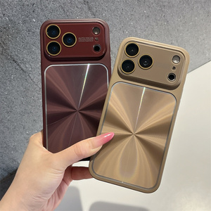 เคสโทรศัพท์แบบกระจกกล้องไล่เฉดสีดั้งเดิมสำหรับ iPhone 17 16 15 14 Pro Max พร้อมกรอบเลนส์ลายผ้าลินินแบบเลเซอร์ ฝาหลัง - Product Image 3