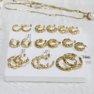 Pendientes de Aro Personalizados de Acero Inoxidable Chapado en Oro de 18K, Huecos, Gruesos, de Alto Brillo, para Mujer - Product Image 2