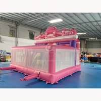 Ensemble de jeux gonflables pour enfants, maison gonflable rose à rebond, château gonflable de princesse commercial avec toboggan intérieur