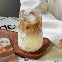 Prix bon marché mode haute Borosilicate clair Glacier Texture glace Durable mignon Latte lait tasse verre à boire tasse à café jus