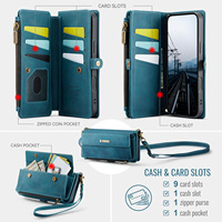 Produk laris casing ponsel dompet kulit wanita untuk iPhone tempat kartu Magnet dengan ritsleting tas dompet ponsel nyaman