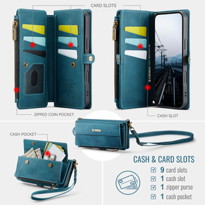 Producto caliente CaseMe, funda de teléfono con billetera de cuero para mujer para <span class=keywords><strong>iPhone</strong></span>, <span class=keywords><strong>tarjetero</strong></span> magnético con cremallera, práctico bolso para teléfono móvil - Product Image 2