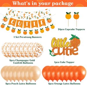 Décorations de fête prénatale Little Cutie, kit de fournitures pour fête d'anniversaire <span class=keywords><strong>orange</strong></span>, ballons confettis, fête prénatale <span class=keywords><strong>mandarine</strong></span>, fête clementine - Product Image 5