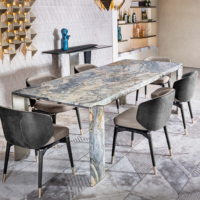 Modernes Design Luxus 8-Sitzer Tischset mit runden Marmor Esszimmers tühlen für Hotels-Holz Klapptische