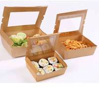 Boîte de cuisson en papier Kraft jetable, emballage de pâtisserie, avec fenêtre, impression personnalisée, vente en gros