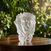 Plaque Tête de Lion en Cristal K9 de Luxe Gravée au Laser, Étanche, Personnalisée, Figurine Roi Lion en Verre, Décoration de Bureau – Vente Directe Usine
