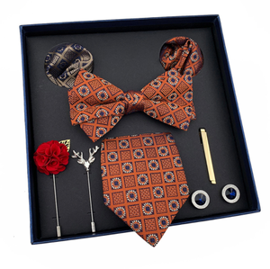 Conjunto de Corbata de Seda de Lujo Hecha a Mano con Pañuelo de Bolsillo y Lazo, con Caja de Regalo - Product Image 5