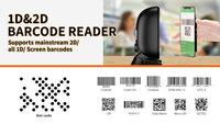 Henex pemindai kode batang Desktop kabel 3D, Omnidirectional 1D 2D QR pembayaran pemindai kode batang antarmuka USB gaya 3D sumber cahaya CMOS