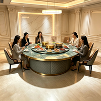 Table de salle à manger d'hôtel, grande table ronde en marbre, table électrique en marbre, table ronde moderne pour 20 personnes, restaurant, villa, club