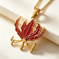 Bestseller Tamil-Inspirierte Gloriosa-Flammenlilien-Halskette, Edelstahl Rote Emaille Blumenanhänger Schmuck für Tägliches Tragen
