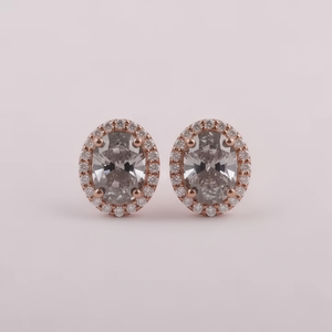 ต่างหูเพชรรูปวงรีตัดรูปกุหลาบเกลือและพริกไทยสำหรับเป็นของขวัญทำจากห้องปฏิบัติการรัศมีเพชร - Product Image 1