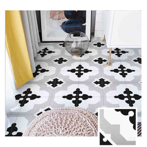 Preto e branco Moderno 300x300 Pattern Printing Floor Tile Cerâmica Branca Villa Outdoor Encaustic Wall Porcellanato Azulejos