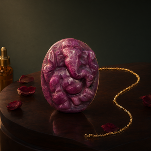 Pendentif ou bijou sculpté en pierre précieuse rubis Lord Ganesh - Une fusion de spiritualité et d'élégance - Cadeau d'anniversaire - Product Image 3