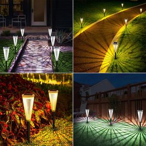 Lampe solaire pour allée, lumière blanche et chaude réglable, 2 LED, lampe de jardin extérieure, lampe à piquet monocristalline - Product Image 6