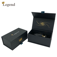 Caja de Regalo Magnética Negra de Lujo, Caja de Embalaje de Cartón Rígido con Forma de Libro para Perfume, Aceite Esencial, Cosméticos, Impresión Personalizada