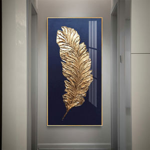 Fabbrica personalizzata piuma d'oro tela pittura piuma foglia arte della parete poster e stampe arte della parete - Product Image 1