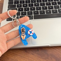 Porte-clés créatif en forme de planche de surf pour piscine, pendentif mignon de dessin animé pour fille et garçon, petit cadeau pour sac à dos