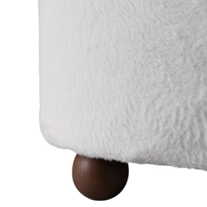 Pouf imbottito in pelliccia sintetica con piedini a sfera, complemento d'arredo contemporaneo per toeletta e poggiapiedi da camera da letto - Product Image 5