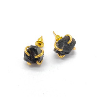 Boucles d'oreilles en cristal naturel pour femmes, boucles d'oreilles géométriques irrégulières en pierres précieuses, plaquées or 18 carats PVD, bijoux de mode en gros
