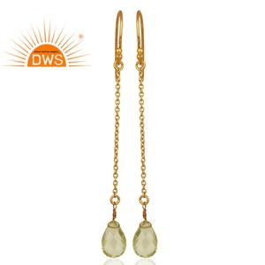 ต่างหูพลอยโทแพซทรงลูกแพร์ ชุบทอง พร้อมสายเงิน ผู้ผลิตและจำหน่ายเครื่องประดับ - Product Image 2