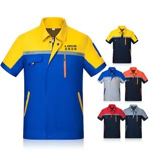 Camisa polo HCSF de algodão para trabalho de carga personalizada, roupa de trabalho leve de manga curta para homens, roupa de trabalho de fábrica