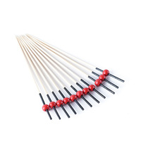 Vente en gros de brochettes de bambou de 12cm faites à la main tige noire avec des pics d'apéritif de fruits de cocktail de perles rouges