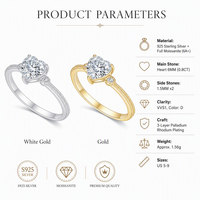 Bague en Moissanite en Argent Sterling 925, Cœur 6mm 0.8CT VVS1 Couleur D, Sertissage à 4 Griffes, 2 Couleurs, Bijoux pour Femme